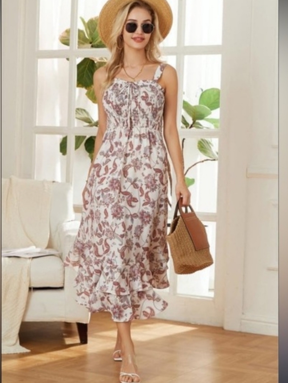 Grace Karin Boho Smocked Dress